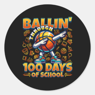 Sticker Rond Ballin' Jusqu'À 100 Jours D'École