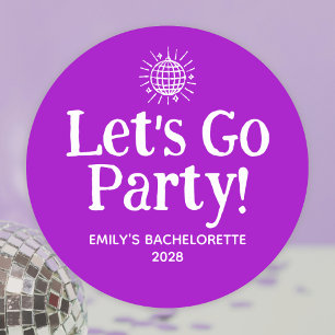 Sticker Rond Balloire de disco à gribouillis violet pour enterr