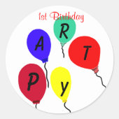 Sticker Rond Balloirs de fête d'anniversaire (Devant)