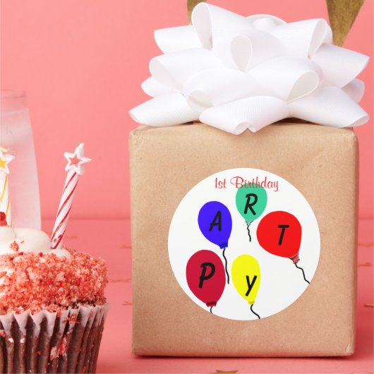 Sticker Rond Balloirs de fête d'anniversaire (Fête)