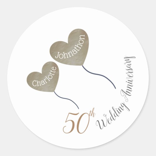 Sticker Rond Ballon 50e anniversaire de mariage (Devant)
