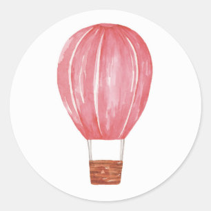 Sticker Rond Ballon à air rose aquarelle. Les enfants mignons v
