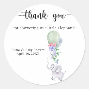 Sticker Rond Ballon aquarelle & éléphant merci