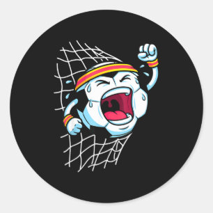 Sticker Rond Ballon de football de dessin animé drôle brisant l