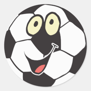 Sticker Rond ballon de football de dessin animé heureux