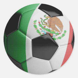 Sticker Rond Ballon de football de drapeau du Mexique