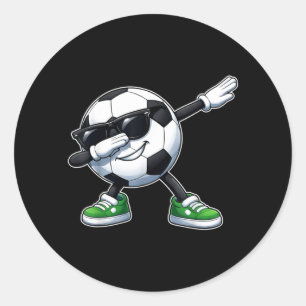 Sticker Rond Ballon de football drôle graphique Dabbing