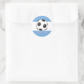 Sticker Rond Ballon de football sur fond bleu clair et blanc (Sac)