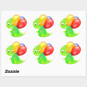 Sticker Rond Ballon Dinosaure Drôle