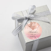 Sticker Rond Ballon rose d'anniversaire en or bleu rose