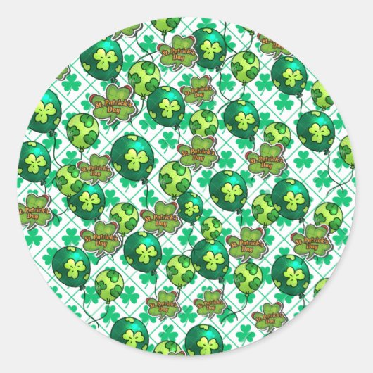 Sticker Rond Ballon Trèfle Chanceux Design St-Patrick 🍀 (Devant)