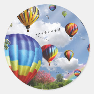 Sticker Rond Ballons à air chaud
