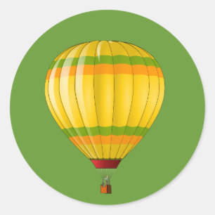 Sticker Rond Ballons à air chaud jaune et vert