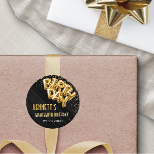 Sticker Rond Ballons à huile d'or Anniversaire