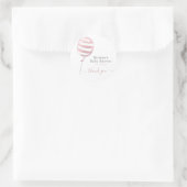 Sticker Rond Ballons à rayures roses mignonnes - Merci de Baby (Sac)