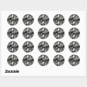 Sticker Rond Ballons Anniversaire Black Silver Parties scintill (Feuille)