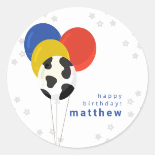 Sticker Rond Ballons Anniversaire Ferme Imprimé Vache