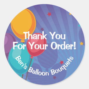 Sticker Rond Ballons Anniversaire Merci de fête pour votre comm