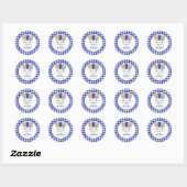 Sticker Rond Ballons Bleus & Gingham Bleu Merci (Feuille)