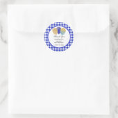 Sticker Rond Ballons Bleus & Gingham Bleu Merci (Sac)