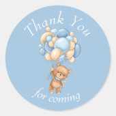 Sticker Rond Ballons Bleus Teddy Bear Merci (Devant)