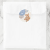 Sticker Rond Ballons bleus Teddy Bear Merci Baby shower (Sac)