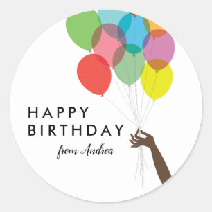 Sticker Rond Ballons brillants Joyeux anniversaire