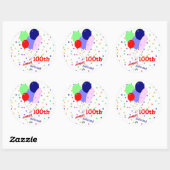 Sticker Rond Ballons colorés du 100e anniversaire (Feuille)