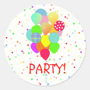 Sticker Rond Ballons colorés Fête d'anniversaire pour enfants