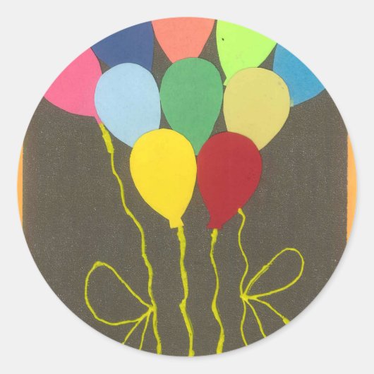 Sticker Rond Ballons d'anniversaire colorés Design graphique (Devant)