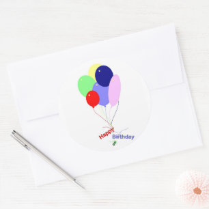 Sticker Rond Ballons d'anniversaire colorés et heureux