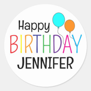 Sticker Rond Ballons d'anniversaire colorés et heureux Personna