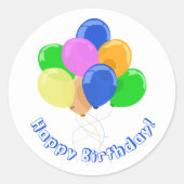 Sticker Rond Ballons d'anniversaire colorés Joyeux anniversaire (Devant)