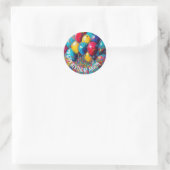 Sticker Rond Ballons d'anniversaire personnalisés (Sac)