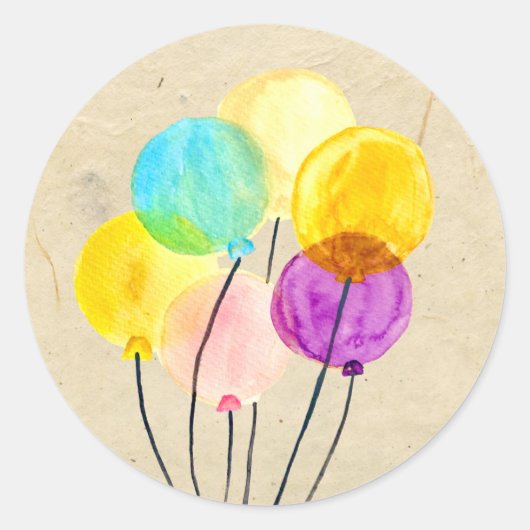 Sticker Rond Ballons d'aquarelle pastel mignons (Devant)