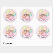 Sticker Rond Ballons d'aquarelle sur Baby shower rose (Feuille)