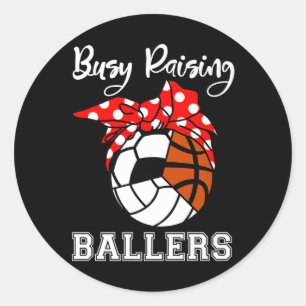 Sticker Rond Ballons d'ascension occupés Funny Volleyball de ba