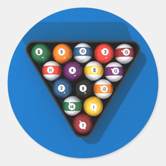 Sticker Rond Ballons de billard sur Billard à flancs bleus Tabl (Devant)