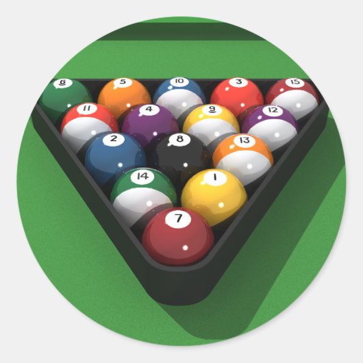 Sticker Rond Ballons de billard sur Green Fet : (Devant)