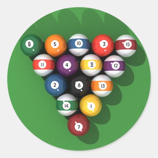 Sticker Rond Ballons de billard sur Green Fet : (Devant)