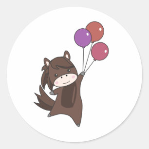 Sticker Rond Ballons de cheval mouches mignons animaux pour enf