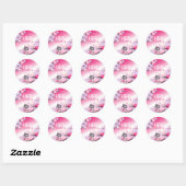 Sticker Rond Ballons de coeur rose et blanc rayé Saint-Valentin (Feuille)