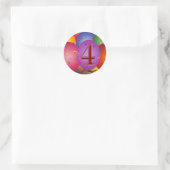 Sticker Rond Ballons de fête du 4e anniversaire (Sac)