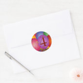 Sticker Rond Ballons de fête du 4e anniversaire (Enveloppe)