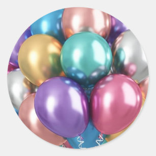 Sticker Rond Ballons de fête multicolores