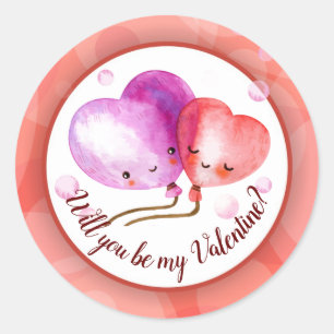 Sticker Rond Ballons de la Saint Valentin personnalisés