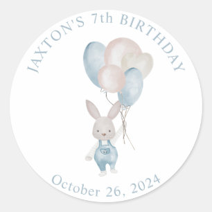 Sticker Rond Ballons de lapin Anniversaire Classic Round