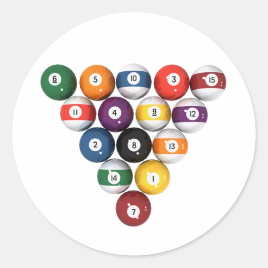 Sticker Rond Ballons de piscine / Billard : 3D Modèle : (Devant)
