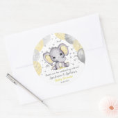 Sticker Rond Ballons d'éléphant à Baby shower jaune mignon (Enveloppe)