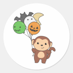 Sticker Rond Ballons d'Halloween singes pour enfants singes mig